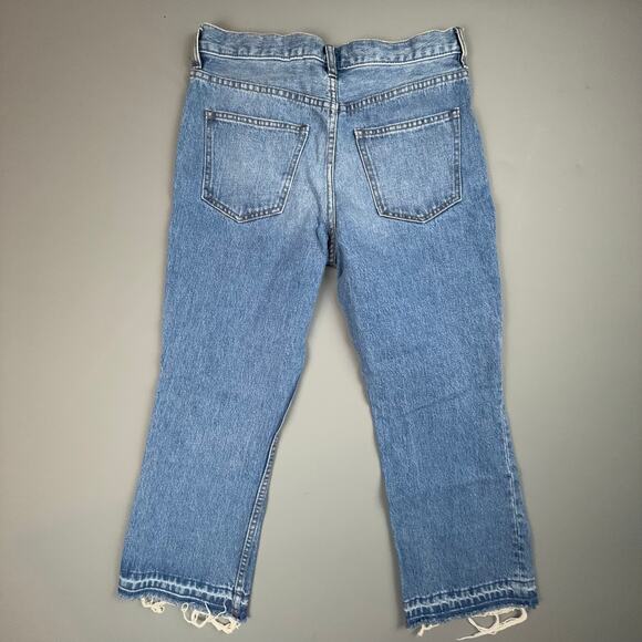 Free People High Rise Straight Jeans 28 Raw Cut Hem 100% Cotton Y2K Vibe - Picture 3 of 8
